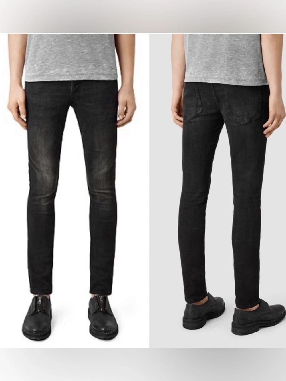 AllSaints Cigarette Fit Jeans Black Wash Size 33